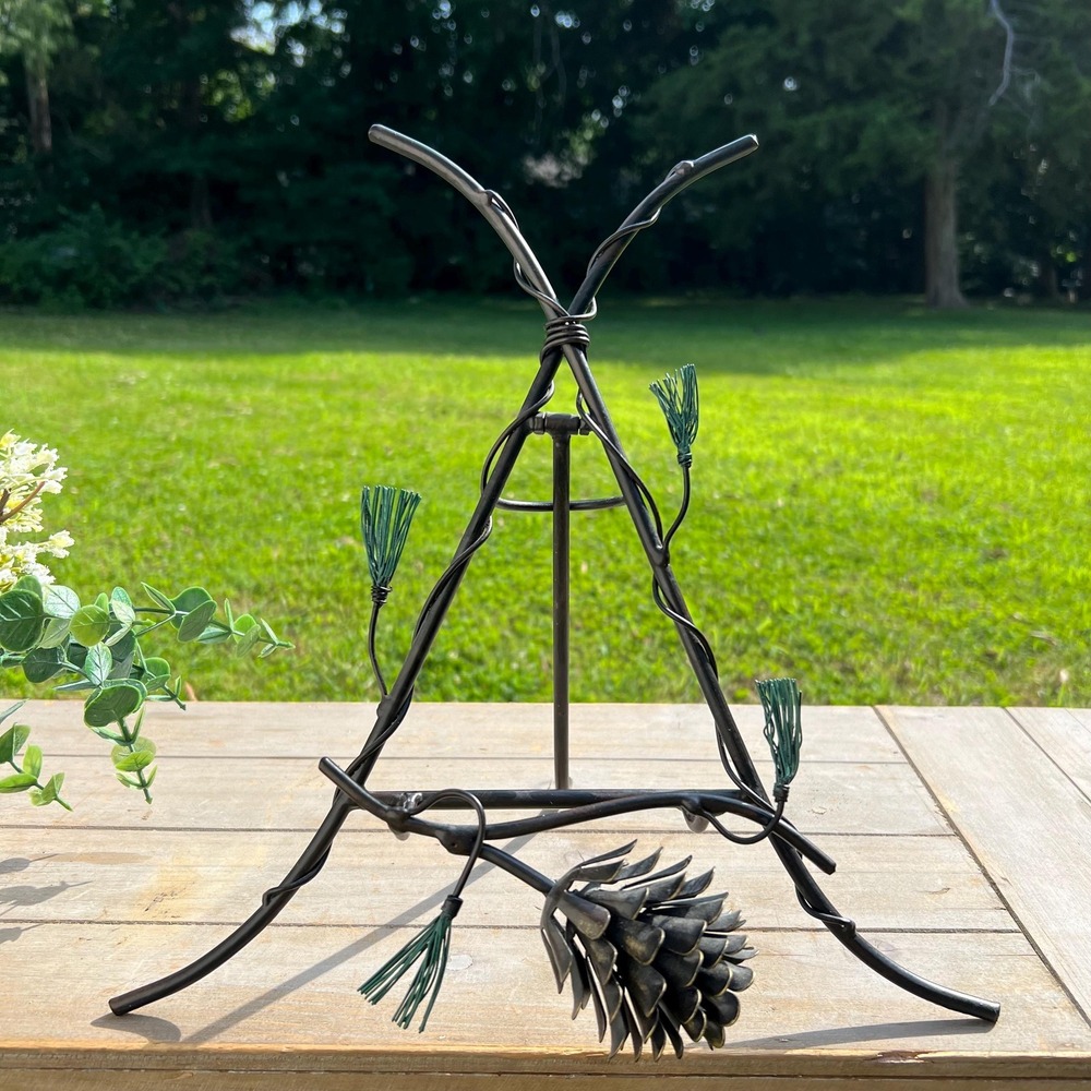Unique Rustic Pinecone Metal Picture Easel